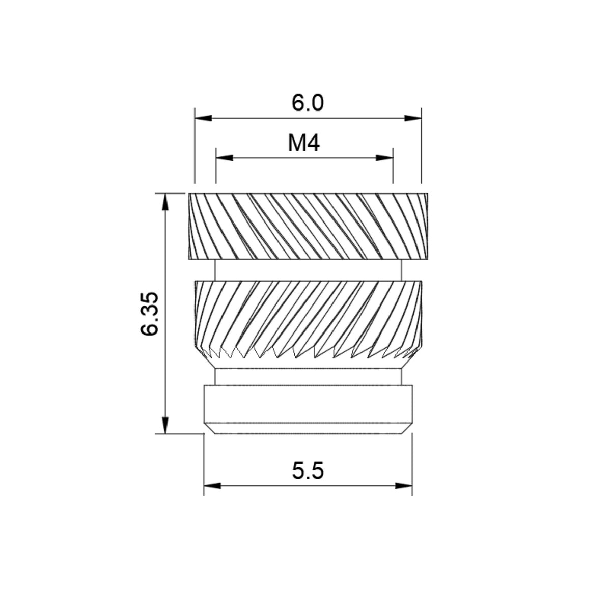 Quik-Tek Threaded Insert - M4x6.35