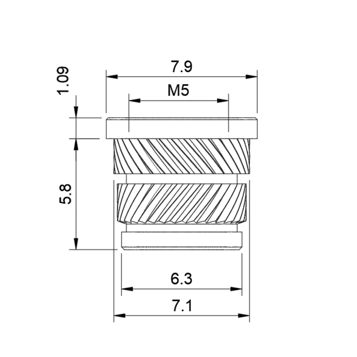 Quik-Tek Flanged Threaded Insert - M5x5.8